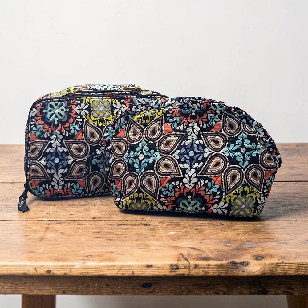 Vera Bradley 2 Pc Travel Cosmetic Makeup Toiletry Bag Set Bundle X 2